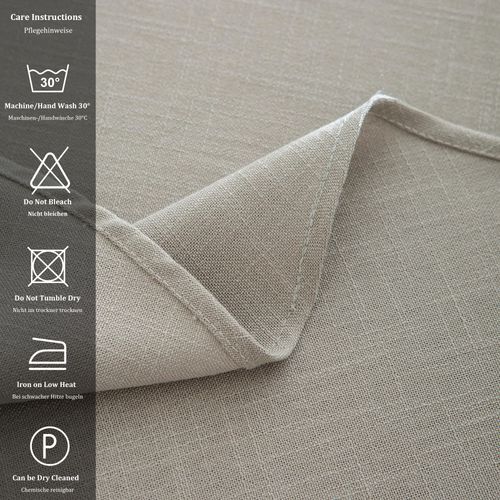 Nappe Ronde,gris Clair, Aspect Lin, Imperméable, Lavable En Machine, Réversible, 140 Cm