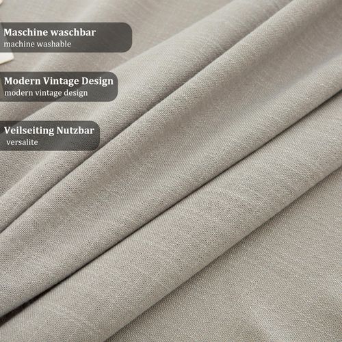 Nappe Ronde,gris Clair, Aspect Lin, Imperméable, Lavable En Machine, Réversible, 140 Cm