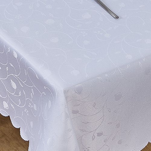 Nappe Rectangulaire Blanche, Motif Jacquard, Imperméable, Résistante Aux Rayures, 130 X 160 Cm