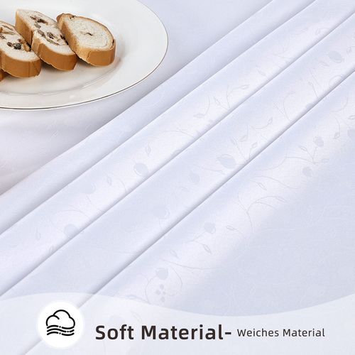 Nappe Rectangulaire Blanche, Motif Jacquard, Imperméable, Résistante Aux Rayures, 130 X 160 Cm