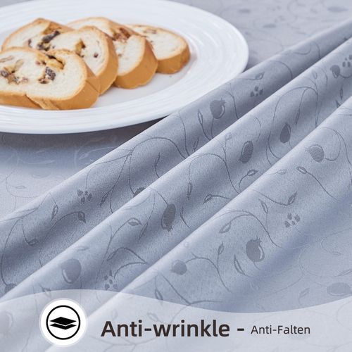 Nappe Rectangulaire Gris Clair, Motif Jacquard, Imperméable, Résistante Aux Rayures, 140x240 Cm