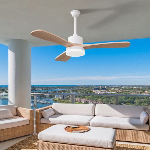 Ventilateur De Plafond Avec Lumière LED, 6 Vitesses De Ventilation, Couleur Bois, 3 Pales, 42 Pouces