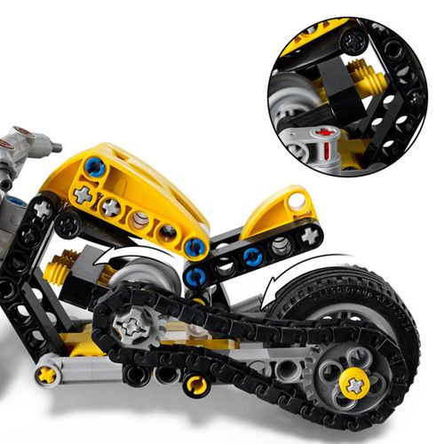 Moto Jaune 151 Pièces - Direction Fonctionnelle, Moteur 3 Pistons, Dès 7 Ans