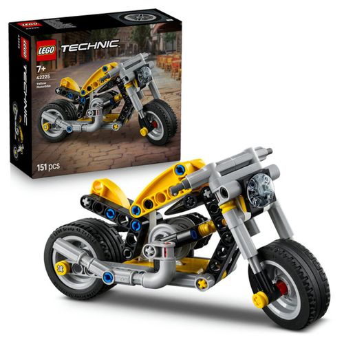 Moto Jaune 151 Pièces - Direction Fonctionnelle, Moteur 3 Pistons, Dès 7 Ans