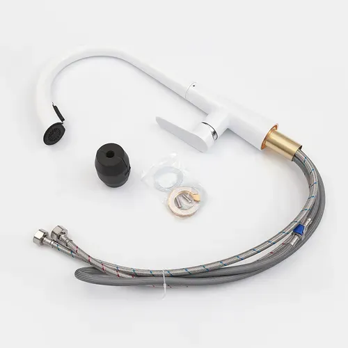 Robinet Cuisine Avec Douchette Extractible Mitigeur Monocommande Evier Froide Chaud Disponible Blanc