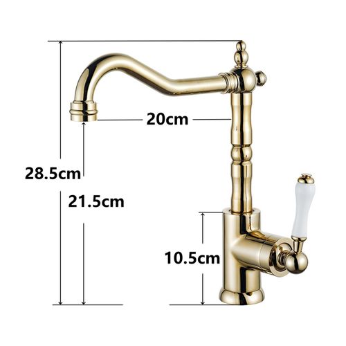 Robinet De Cuisine Vintage Mitigeur Monocommande Rotatif à 360° Robinet Salle De Bain Laiton Or