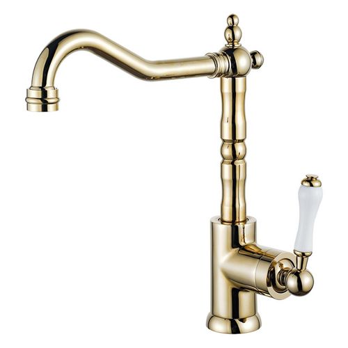 Robinet De Cuisine Vintage Mitigeur Monocommande Rotatif à 360° Robinet Salle De Bain Laiton Or