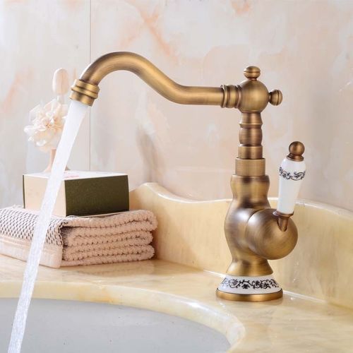 Robinet Lavabo Vintage Mitigeur Evier Cuisine Salle De Bain Avec Pivotant à 360° Bronze