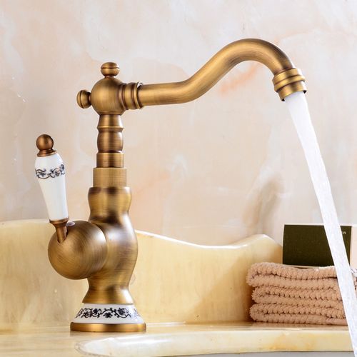 Robinet Lavabo Vintage Mitigeur Evier Cuisine Salle De Bain Avec Pivotant à 360° Bronze