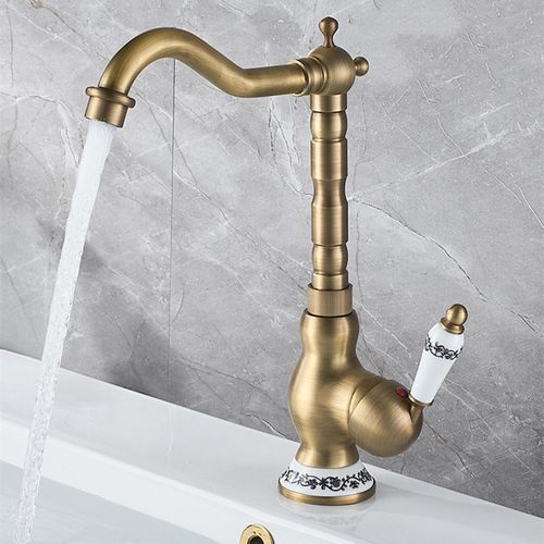 Robinet Lavabo Vintage Mitigeur Evier Cuisine Salle De Bain Avec Bec Haut Pivotant à 360° Bronze