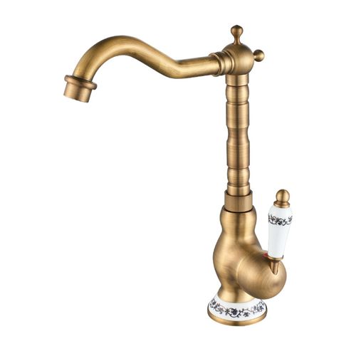 Robinet Lavabo Vintage Mitigeur Evier Cuisine Salle De Bain Avec Bec Haut Pivotant à 360° Bronze