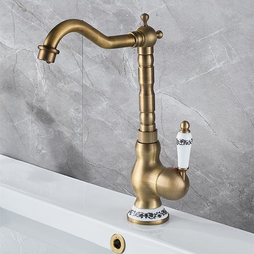 Robinet Lavabo Vintage Mitigeur Evier Cuisine Salle De Bain Avec Bec Haut Pivotant à 360° Bronze