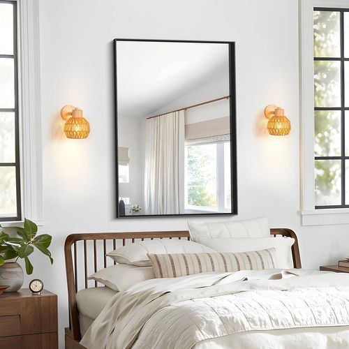 2 Pièces Applique Murale Réglable Vintage 15cm Lampe Interieur En Rotin Bois Plafonnier Marron