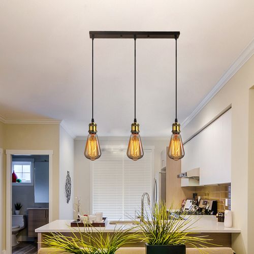 Lampe à Suspension Rétro Vintage Plafonnier Simple Douille E27 Lustre D'intérieur Bronze