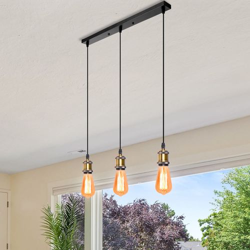 Lampe à Suspension Rétro Vintage Plafonnier Simple Douille E27 Lustre D'intérieur Bronze