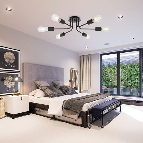 Plafonnier Industriel Noir E27 Bois De Manguier - Plafonnier Industriel