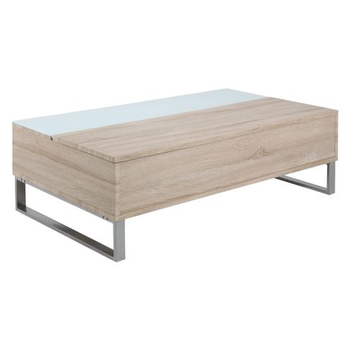 Table basse plateau relevable AZALEA Blanc et imitation chêne