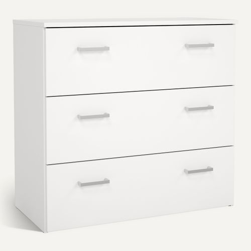 Commode 3 tiroirs SPACE blanc vue 3/4