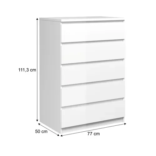 Commode 5 tiroirs BEST LAK blanc laqué