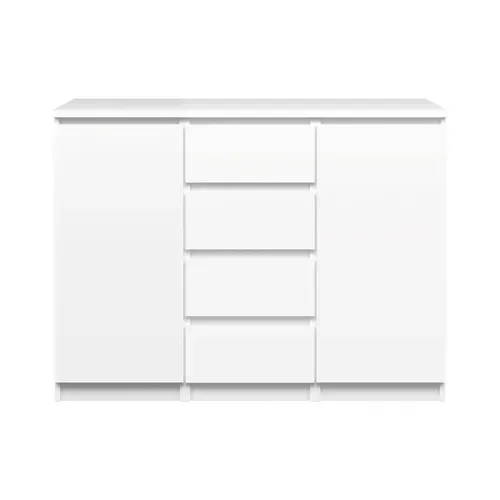 Rangement 2 portes / 4 tiroirs BEST LAK Blanc laqué vue de face