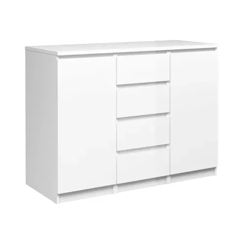 Rangement 2 portes / 4 tiroirs BEST LAK Blanc laqué vue 3/4