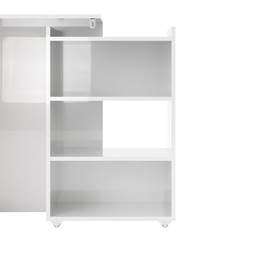 Tête de lit 140 cm avec BEST LAK rangement blanc laqué
