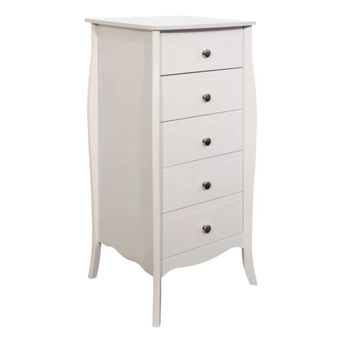 Chiffonnier 5 tiroirs BARROCO Blanc