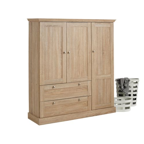 Binz - Armoire 2+1 Portes 2 Tiroirs Chêne