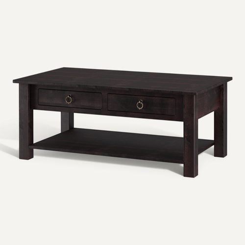 Ines - Table Basse Avec 2 Tiroirs En Pin Brun Foncé