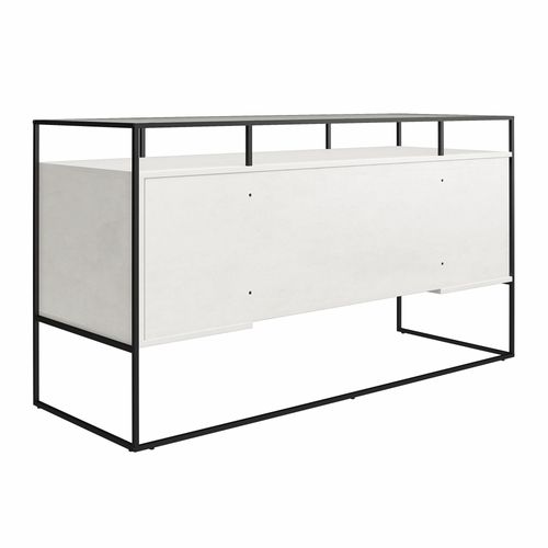 Camley-bureau Avec 2 Tiroirs Et Rangement En Verre Et Base En Mdf Plaster