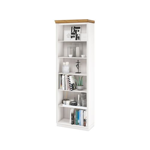 Anita-bibliothèque Avec 5 Étagères En White / Honey Pine