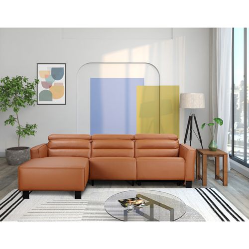 Carpari-canapé D'angle 3 Places Avec Fonction Manuelle En Cuir Pu Cognac