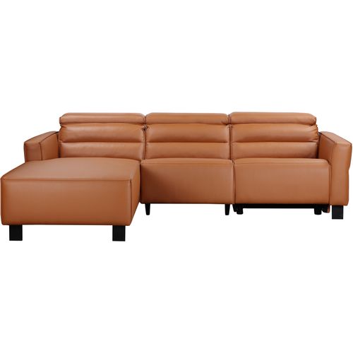 Carpari-canapé D'angle 3 Places Avec Fonction Manuelle En Cuir Pu Cognac
