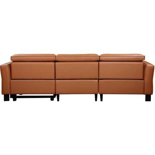 Carpari-canapé D'angle 3 Places Avec Fonction Manuelle En Cuir Pu Cognac