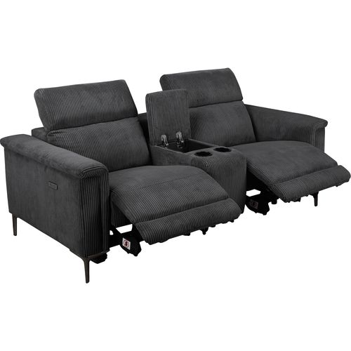 Lund-double Fauteuil à Bascule Électrique En Velours Côtelé Anthracite