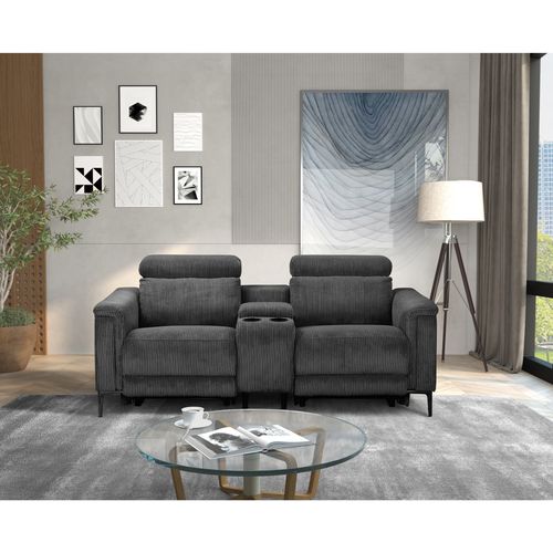 Lund-double Fauteuil à Bascule Électrique En Velours Côtelé Anthracite