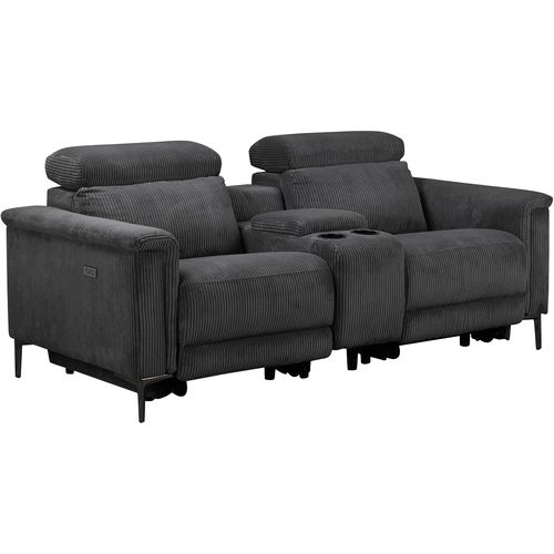 Lund-double Fauteuil à Bascule Électrique En Velours Côtelé Anthracite