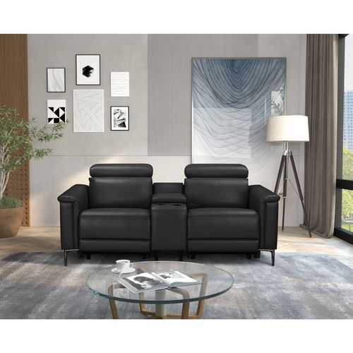 Lund-fauteuil Relax Double Avec Fonction Électrique En Pu Noir
