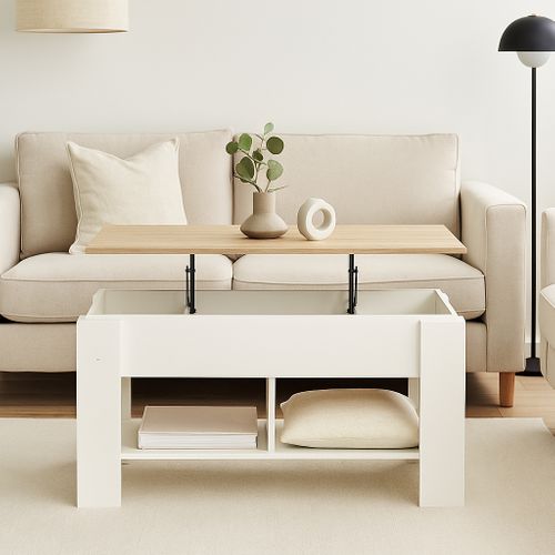 Urban Meuble Table console relevable effet bois et blanc 96x50 cm