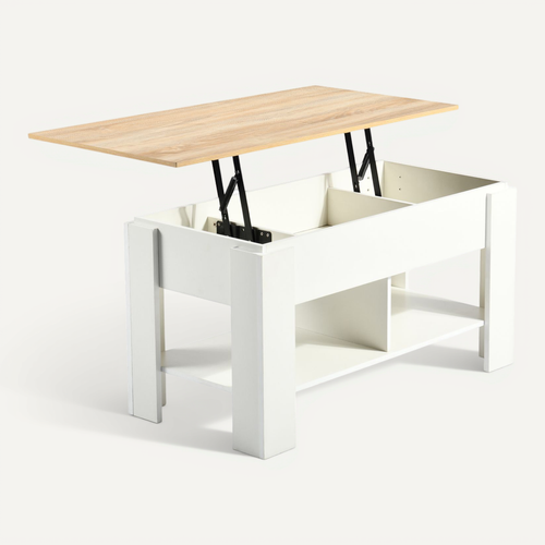 Urban Meuble Table console relevable effet bois et blanc 96x50 cm