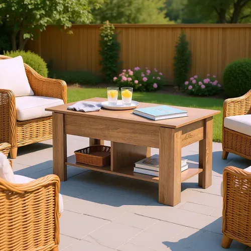 Urban Meuble Table de jardin relevable effet bois et marron 96x50 cm