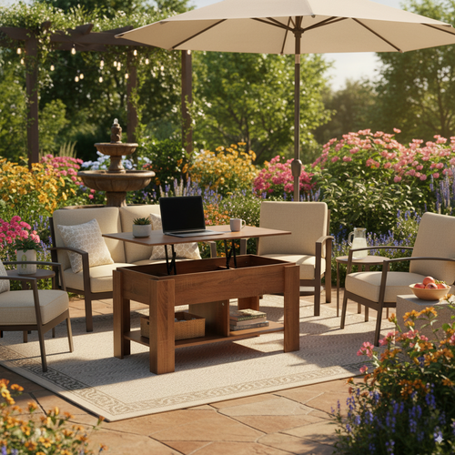 Urban Meuble Table de jardin relevable effet bois et marron 96x50 cm