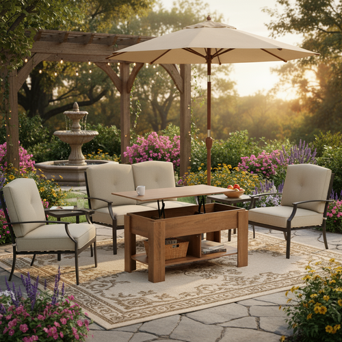 Urban Meuble Table de jardin relevable effet bois et marron 96x50 cm