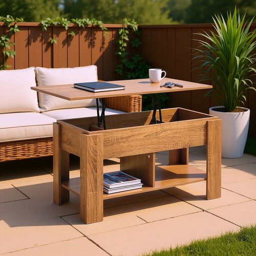 Urban Meuble Table de jardin relevable effet bois et marron 96x50 cm