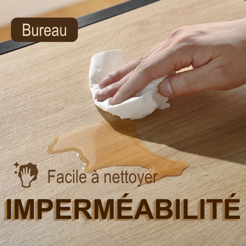 Bureaux modulables 120x75 cm , Plateau Effet Bois, Cadre Métal Noir, Idéal Pour Bureau