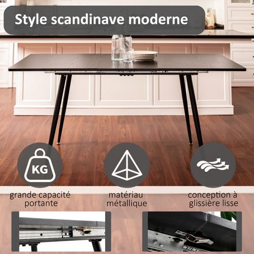 Bureau extensible moderne design minimaliste et fonctionnel noir 120 ...