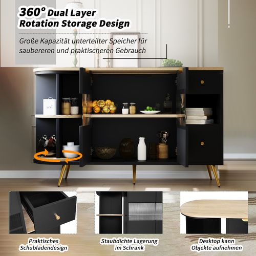 Armoire Vitrée Avec Éclairage LED - 140x40x80 Cm - 4 Étagères Verre Réglables, 2 Portes - Pour Salon, Entrée, Bureau (Blanc Brillant) - 5