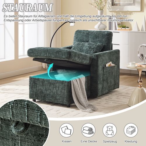 Fauteuil Individuel En Chenille émeraude — Comprend Un Support Pour Téléphone, Un Espace D