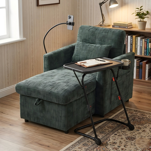 Fauteuil Individuel En Chenille émeraude — Comprend Un Support Pour Téléphone, Un Espace D