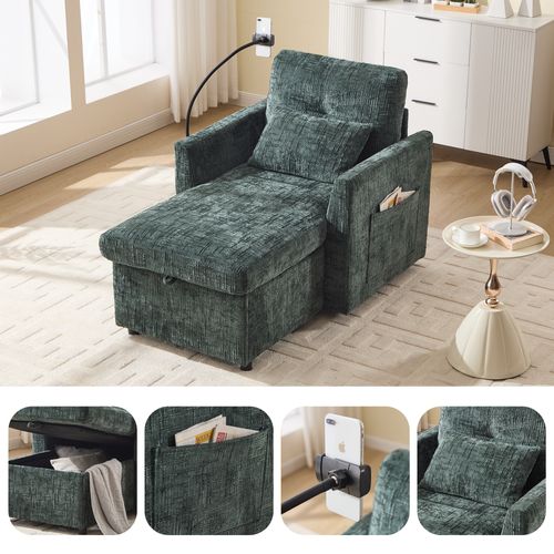 Fauteuil Individuel En Chenille émeraude — Comprend Un Support Pour Téléphone, Un Espace D